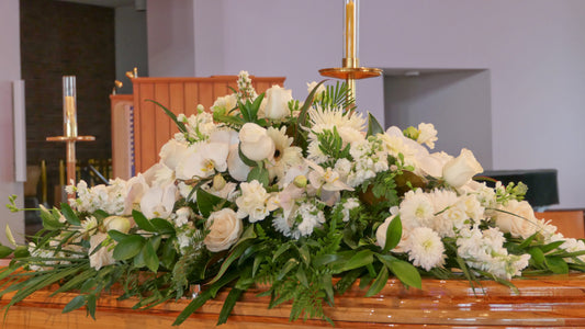 White Roses Casket Spray